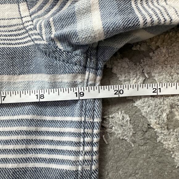 Dylan Sundance Womens Button Up Shirt Blue Stripe Raw Hem Collared LS Size Small - Picture 5 of 8